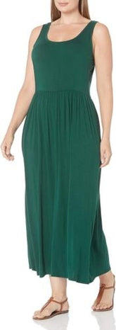 Amazon Essentials Women's Tank Waisted Max0i Dress, Jade Green, X-Large - Like New