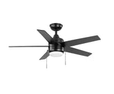 Hampton Bay Mena 44 in. LED Indoor/Outdoor Matte Black Ceiling Fan with Light Kit and Reversible Blades Included