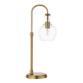 Henn&Hart 27" Tall Arc Table Lamp with Glass Shade in Brushed Brass/Seeded, Lamp, Desk Lamp for Home or Office