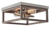 Home Decorators Boswell Quarter 12 in. 2-Light Brushed Nickel Flush Mount with Weathered Wood Accents - Like New