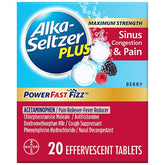 Alka-Seltzer Plus Maximum Strength Sinus Congestion & Pain Medicine Powerfast Fizz Effervescent Tablets 20 Count