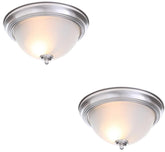 13 in. 2-Light Brushed Nickel Flush Mount (2-Pack) (EFG8012A-BN) - Like New