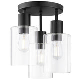 Home Decorators Sutton Place 14 in. 3-Light Matte Black Flush Mount, Farmhouse Ceiling Light - Like New