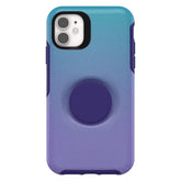 OtterBox + POP Symmetry Series iPhone 11/XR Case - Making Waves Purple and Blue Sparkles Graphic Design, Apple Phonecase, Attached Popsocket, Raised Screen Bumper, Wireless Charging Compatible - Like New