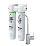 GE Dual Stage Under Sink Water Filtration System with Faucet | Reduces Lead, Chlorine & More | Easy Install | Twist & Lock Design | Replace Filters (FQK2J) Every 6 Months | GXK255TBN,White (Pack of 1) - Like New