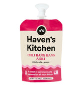 Haven's Kitchen, Aioli Sauce, Chili Bang Bang Aioli, 1 Pack (13 Servings Total) - Vegan & Chickpea-Powered Delight - Natural Ingredient and Convenient Resealable Squeezy Pouch