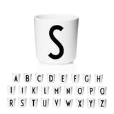Design Letters Melamine Sippy cups for Baby 7 Oz A-Z | Kids Cups Designed in Denmark Reusable Cup for Baby 6+ Month|Learning Cup BPA/BPS Free | Children Drinking Cup Dishwasher Safe, Toddler Cup White