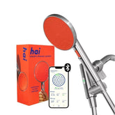 hai Smart Shower Head, Bluetooth Handheld Water Saving Showerhead with Adjustable High Pressure to Spa-Like Mist, Stainless Steel, Easy Installation, Customizable LED Lights, Persimmon, 1.8 GPM