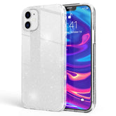 NALIA Glitter Cover Compatible with iPhone 12 / iPhone 12 Pro Case, Sparkly Bling Silicone Skin Mobile Phone Protector Shockproof Back, Shock-Absorbent Protective Diamond Bumper, Color:Silver