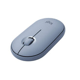 Logitech Pebble Wireless Mouse with Bluetooth or 2.4 GHz Receiver, Silent, Slim Computer Mouse with Quiet Clicks, for Laptop/Notebook/iPad/PC/Mac/Chromebook - Blue Grey