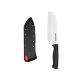 Farberware Edgekeeper 5-Inch Santoku Knife with Self-Sharpening Blade Cover, High Carbon-Stainless Steel Kitchen Knife with Ergonomic Handle, Razor-Sharp Knife, Black