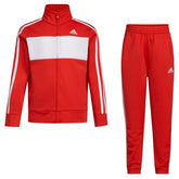 adidas Boys' Little Tricot Jacket & Pant Clothing Set, Essential Tricot Vivid Red, 12 Months (AG6443N)