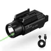 GOPLANT 1500 Lumens Weapon Laser Light Combo - Adjustable Rail led Laser Flashlight, Magnetic Rechargeable Strobe Sub-Compact Tactical Light for Picatinny or GL Rail - Like New