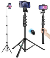Nineigh Phone Tripod, 70" Selfie Stick Tripod Stand Cell Phone Tripods with Remote Phone Holder Carry Bag, Aluminum Alloy Selfie Stick Tripod, Compatible with iPhone Samsung GoPro Smartphone - Like New