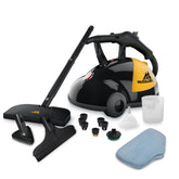 McCulloch MC1275 Heavy-Duty Steam Cleaner with 18 Accessories, Extra-Long Power Cord, Chemical-Free Pressurized Cleaning for Most Floors, Counters, Appliances, Windows, Autos, and More, Yellow/Grey - Like New