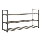 Shoe Rack - 3-Tier Shoe Organizer for Closet, Bathroom, Entryway - Shelf Holds 15 Pairs Sneakers, Heels, Boots by Home-Complete (Gray)