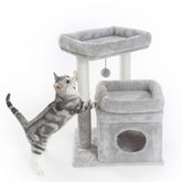 Pesofer Cat Tree, Small Cat Tower with Dangling Ball and Perch Light Gray - Refurbished
