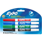 EXPO 86674K Dry-erase Markers, Fine Point, Nontoxic, 4/PK, Assorted