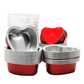 weiyuanhaoda 60Pcs Heart Shaped Cake Pans,3.4 Ounces Mini Cake Pans With lids,Aluminum Foil Mini Disposable Heart Cupcake Pans For Valentine's Mother's Father's Day Birthday Party Grill(RED) - Like New