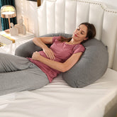 Pharmedoc Pregnancy Pillows for Side Sleeping, Maternity Pillow with Removable Cover, Support for Belly, HIPS, Legs, Pregnancy Must Haves, J Shaped Body Pillow for Pregnancy - Like New