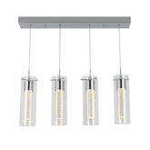 Artika OME59 4-Pendant Dimmable Fixture with Integrated Led and Premium Bubble Glass, 4-Light, Chrome Plated