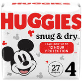 Huggies Size 4 Diapers, Snug & Dry Baby Diapers, Size 4 (22-37 lbs), 27 Count