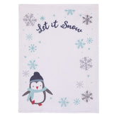 NOJO Penguin White, Aqua, and Gray Let it Snow Christmas Photo Op Super Soft Baby Blanket