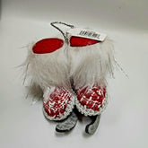 Christmas Tree Ornament Snow Skates Hand Knitted Plush Fur with 3D Tinsel