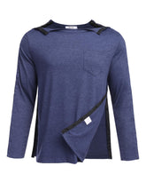 Deyeek Men's Post Shoulder Surgery Recovery Shirts Full Tear Away Long Sleeve Snap Chemo Port Access Shirt - Like New