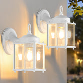 MATAMEYE Outdoor Wall Lantern, Exterior White Waterproof Wall Sconce Lighting Fixtures, Front Door Wall Lights with Clear Beveled Glass Shade - Like New