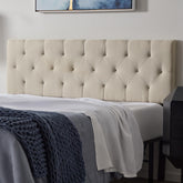 LUCID Mid-Rise Upholstered Headboard - Diamond Tufted - Padded Polyester - Adjustable Height from 34” to 46” - Easy Assembly - Bed Frame or Wall Mount - Sturdy - Pearl - Queen Size