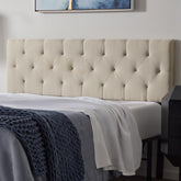 LUCID Mid-Rise Upholstered Headboard - Diamond Tufted - Padded Polyester - Adjustable Height from 34” to 46” - Easy Assembly - Bed Frame or Wall Mount - Sturdy - Pearl - Queen Size
