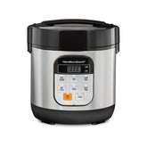 Hamilton Beach Digital Programmable Rice Cooker & Food Steamer, with Slow Hard-Boiled Egg Functions, Egg/Steam Tray, Small & Compact, 6 Cups Cooked (3 Uncooked), Stainless Steel (37524) - Very Good