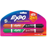 Expo 1944654 Dual 2-in-1 Dry Erase Markers, Chisel Tip, 2/PK, Ast