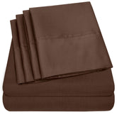 Sweet Home Collection 6 Piece 1500 Supreme Collection Brushed Microfiber Deep Pocket Sheet Set-2 Extra Pillow Cases, Great Value, Split King, Brown
