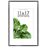 Americanflat Aluminum 11x17 Picture Frame in Black - Use as 8x12 Picture Frame with Mat or 11x17 Frame Without Mat - Shatter Resistant Glass with Built-in Hanging Hardware for Wall