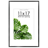 Americanflat Aluminum 11x17 Picture Frame in Black - Use as 8x12 Picture Frame with Mat or 11x17 Frame Without Mat - Shatter Resistant Glass with Built-in Hanging Hardware for Wall