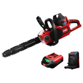 Flex-Force 60 Volt Max 16 Inch Lithium Ion Electric Chainsaw with 3 Phase Brushless RunSmart Motor, 2.5 Amp Hours Battery, and Charger, Red