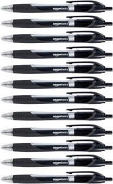 Amazon Basics Retractable Gel Ink Pens - Fine Point Pen, Black, 12-Pack - Like New