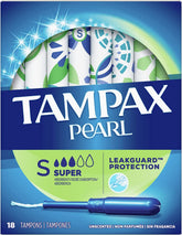 Tampax Pearl Tampons, Plastic Applicator, Super Absorbency - 18 ea.,