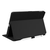 Speck Balance Folio Case for iPad 10.2 Inch (2019-2021) - Drop & Camera Protection, Slim Multi Range Stand, Apple Pencil Holder - Black/Black