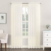 No. 918 53566 Emily Sheer Voile Rod Pocket Curtain Panel, 59" x 54", Eggshell