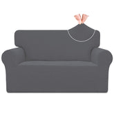 Easy-Going Stretch Jacquard Loveseat Couch Cover, 1-Piece Soft Sofa Cover, Sofa Slipcover with Anti-Slip Foams, Washable Furniture Protector for Kids, Pets (Light, Gray)