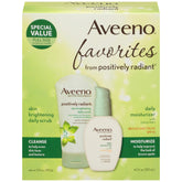 Aveeno Positively Radiant Morning Radiance Skin Care Gift Set with Daily Face Scrub & Moisturizer with SPF 15 Sunscreen, Helps Brightens Skin & Evens Tone, Non-Comedogenic & Hypoallergenic, Set of 2