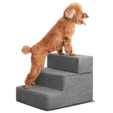 Sted Dog Stairs for Small Dogs, High Density Foam Dog Steps for Couch, Non-Slip Foldable Pet Stairs, Removable Washable Cover Pet Steps for Older Injured Small Dog Cat, 3 Steps, Grey - Like New