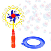 Sunny Days Entertainment Pinwheel Bubble Wand - Bubble Blower and Windmill Spinner - Colors and Styles May Vary