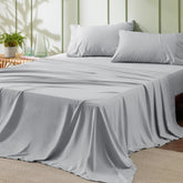 Bedsure Full Size Sheet Sets - Soft Sheets for Full Size Bed, 4 Pieces Hotel Luxury Light Grey Sheets Full, Easy Care Polyester Microfiber Cooling Bed Sheet Set - Like New