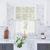 Archaeo Slub Textured Linen Blend Cafe Curtain Pair, 56" x 36", White