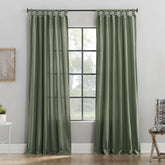 Archaeo Washed Cotton Twist Tab Curtain, 52" x 63", Moss Green 52" x 63" Panel