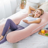 Meiz Cooling Pregnancy Pillow, Pregnancy Pillows for Sleeping, Maternity Pillow with Cooling Jersey Cover, Misty Rose - Like New